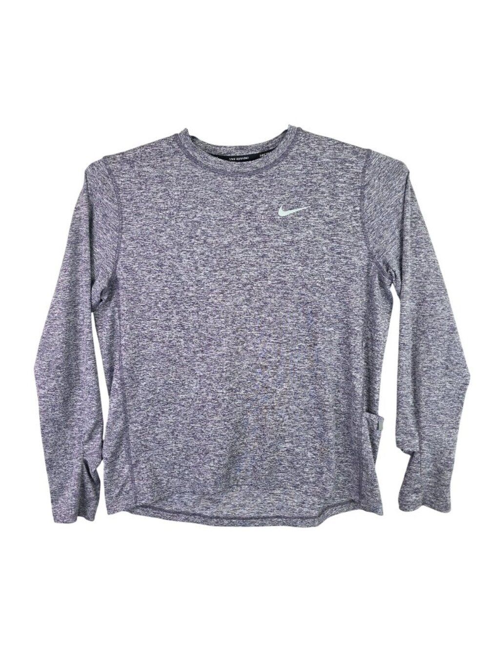 Women Nike Running T Shirt Dri-Fit Space Dye Heathered Purple Long Sleeve Size L